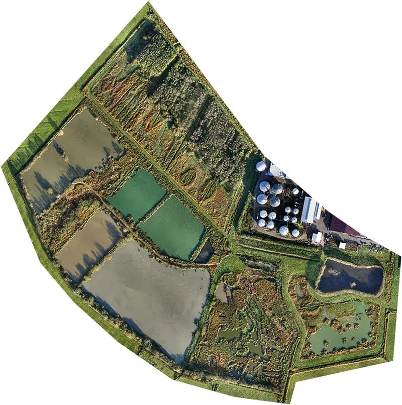 Luftbildaufnahme der Kleipütten am AWZ Wiefels in Friesland im Oktober 2014